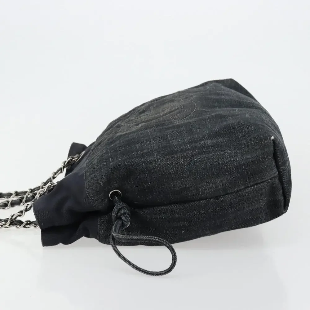 Chanel CC Logo Chain Shoulder Bag Black Canvas